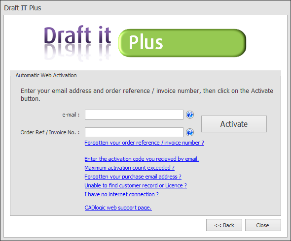 Draft it Plus automatic web activation image