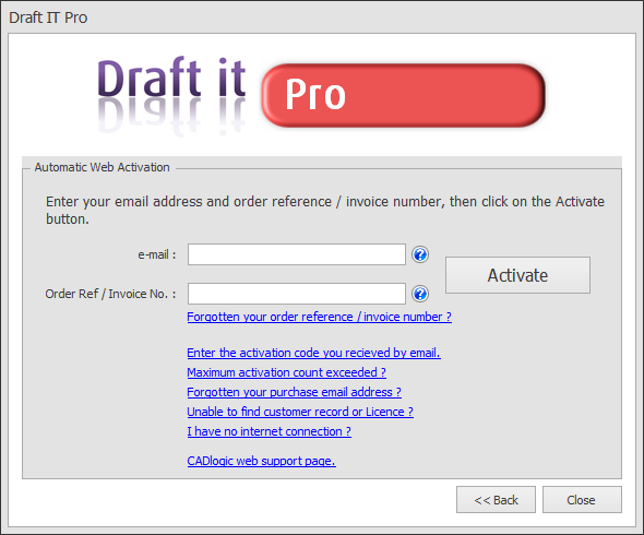 Draft it Pro automatic web activation image