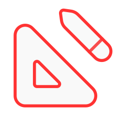 Outline of a pen and triangular set square