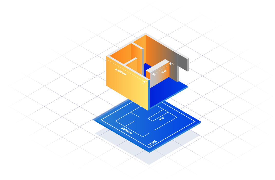 Illustration of a 3D room design