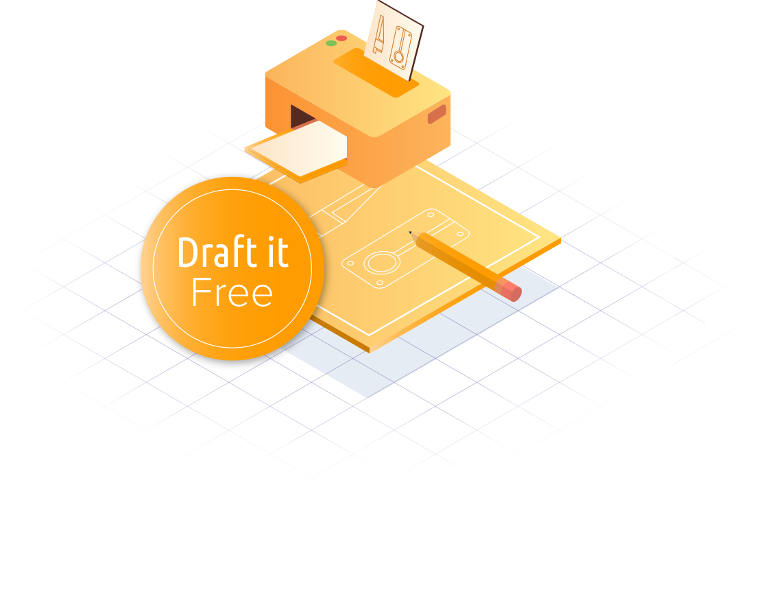 Draft it free cad software logo image