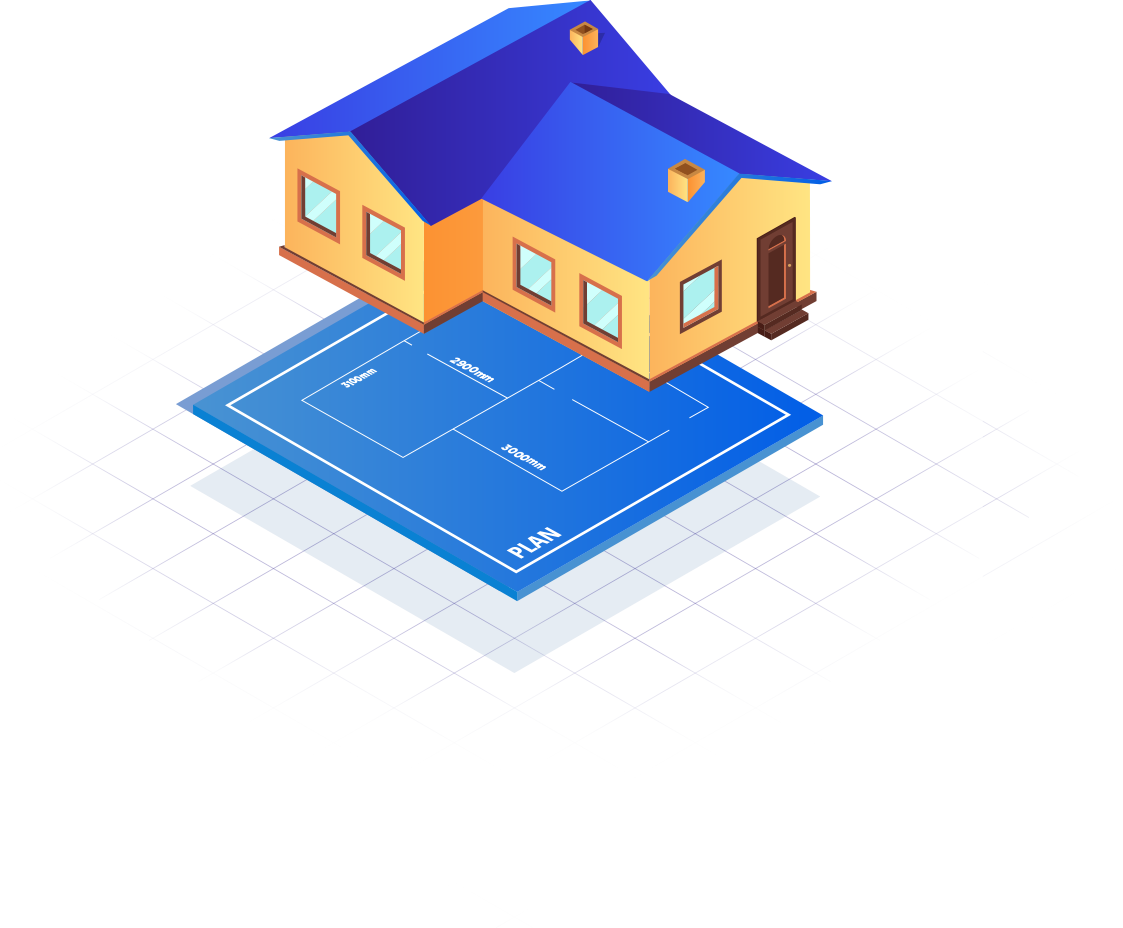 Illustration of a 3D house design