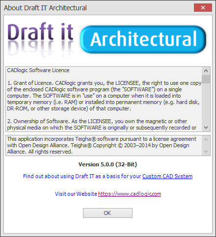 About Draft it example dialog box