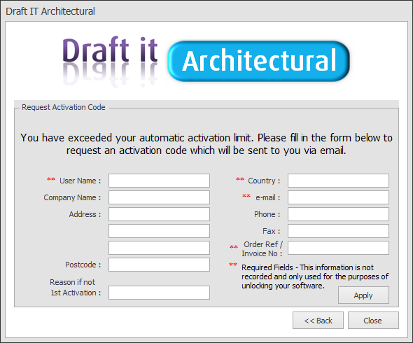 Draft it Architectural request activation code example image