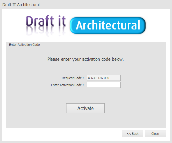 Draft it Architectural enter your activation code example image