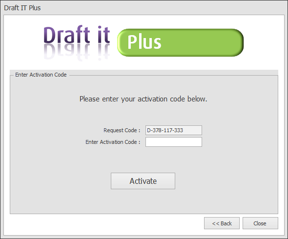 Draft it plus enter activation code example image