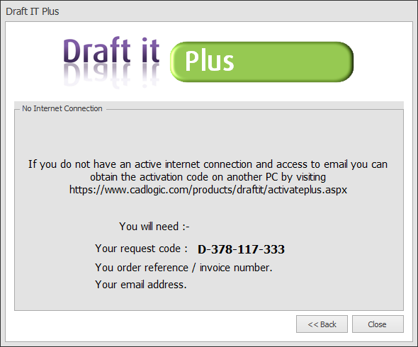Draft it Plus no internet connection example image