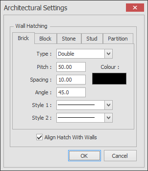 Walls settings dialog