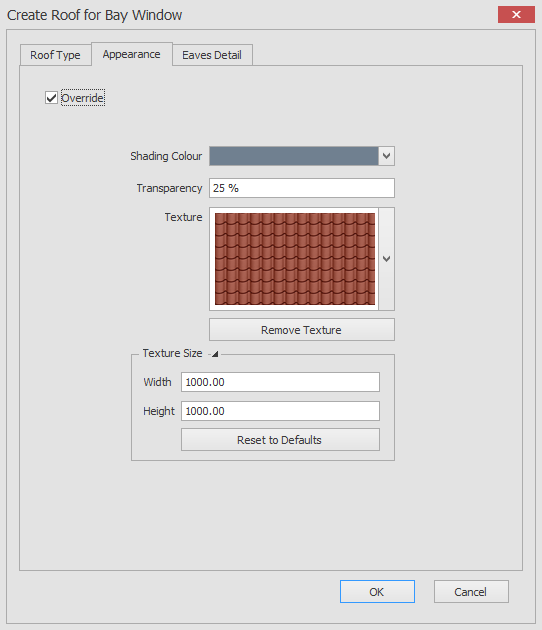 Create bay window roof appearance checked