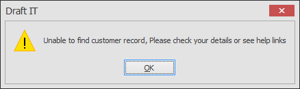 Unable to find your customer record example image