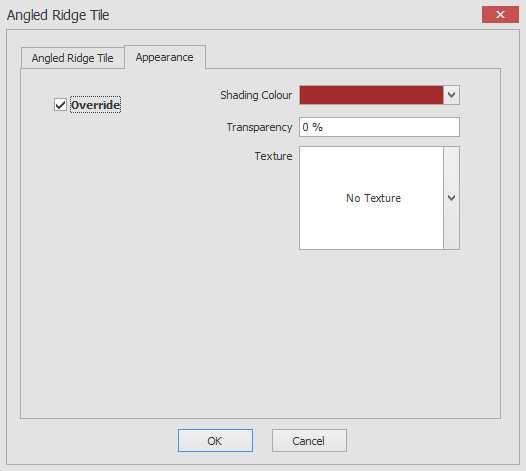 Create angled ridge tile appearance checked