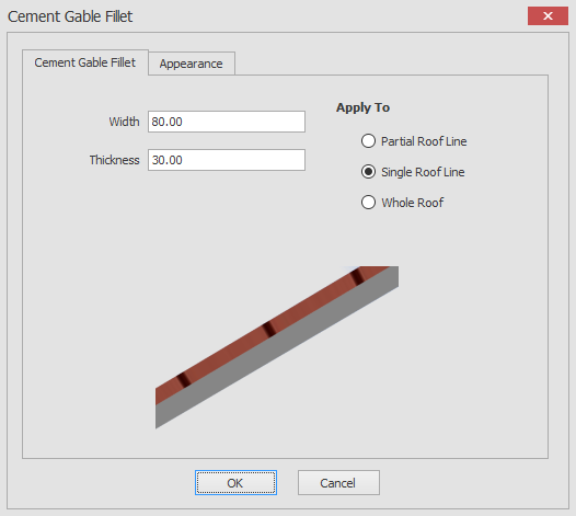 Create cement gable fillet dialog