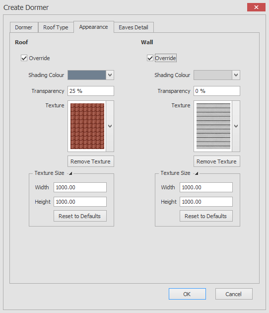 Create roof dormer appearance checked