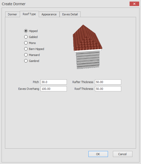 Create roof dormer roof type