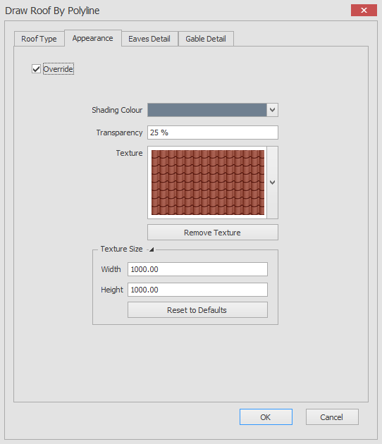 Create roof from walls appearance checked