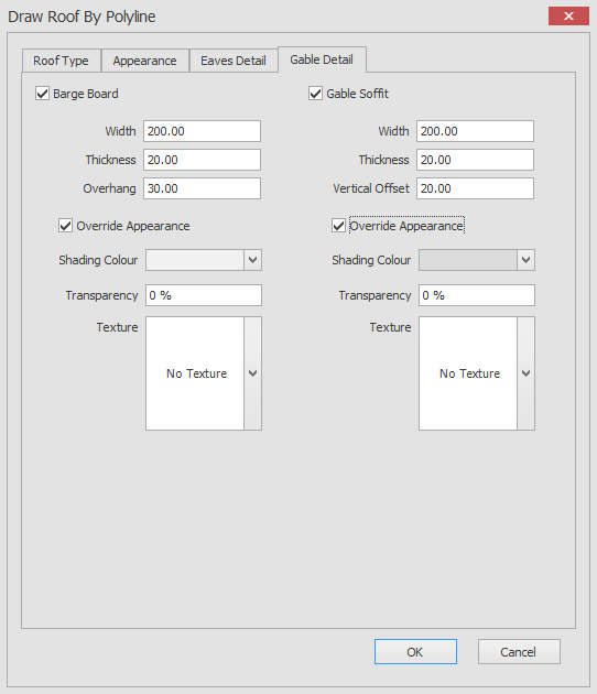 Create roof from walls gable detail checked