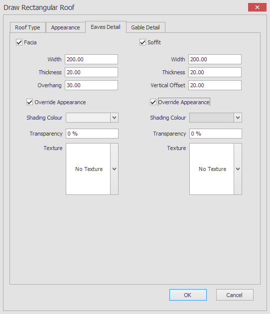 Create roof from rectangle eaves detail checked