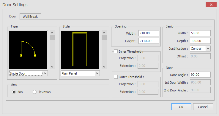 Door settings dialog