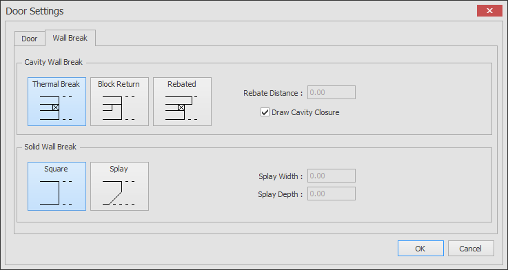 Door wall break settings