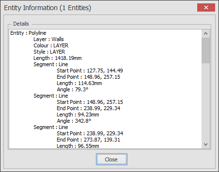 Entity Info dialog box example