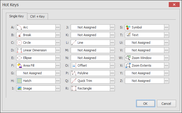 Hot key selection example number one