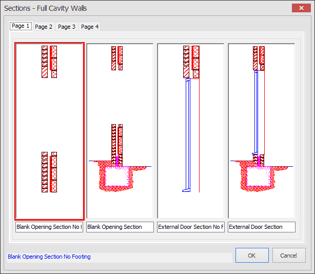 Sections dialog example 1