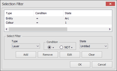 Selection Filter dialog box