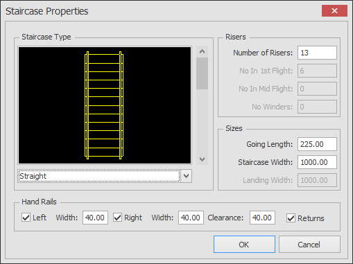 staircase settings dialog box