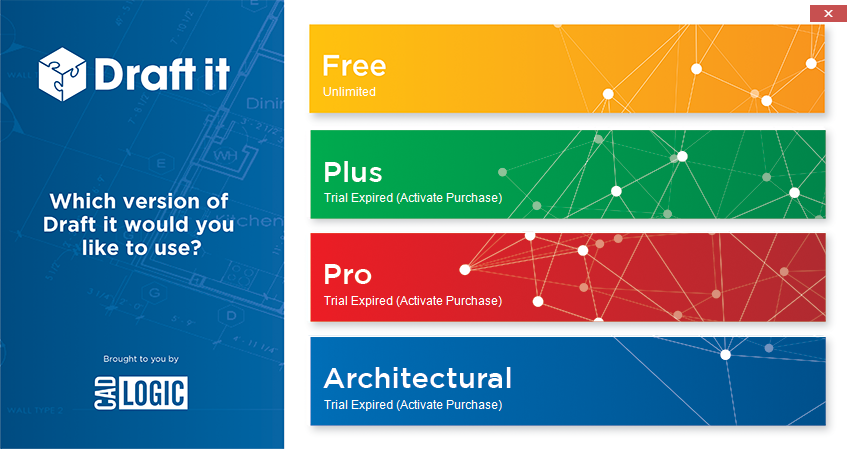 Draft it Architectural cad software splash screen