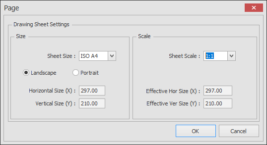 page settings dialog box