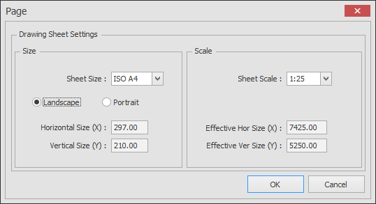 page settings dialog box