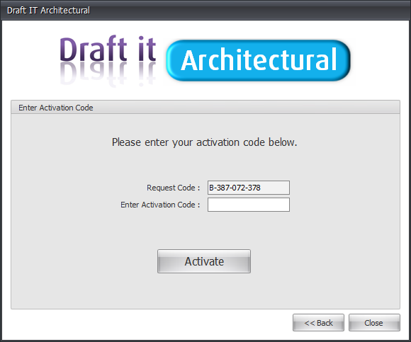 Draft it Architectural enter your activation code example image