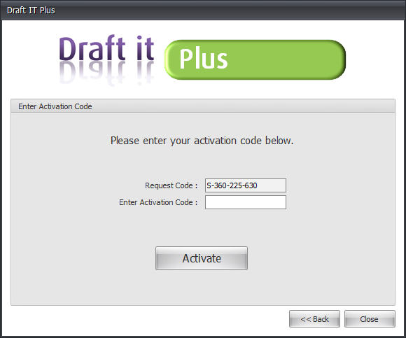 Draft it plus enter activation code example image