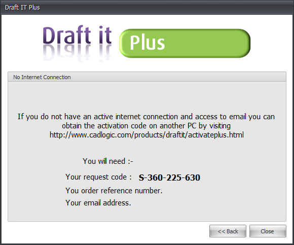 Draft it Plus no internet connection example image