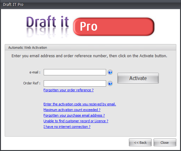 Draft it Pro web activation example image