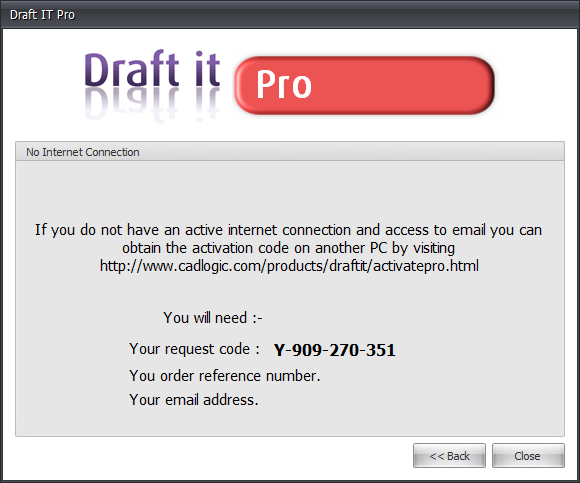 Draft it Pro no internet connection example image