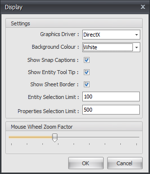 Display settings dialog box