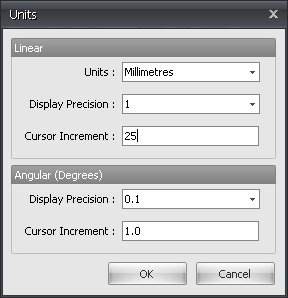 units dialog box