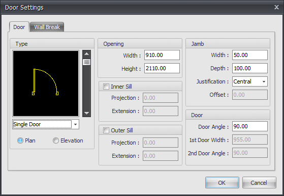 Door settings dialog
