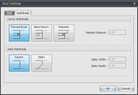Door wall break settings