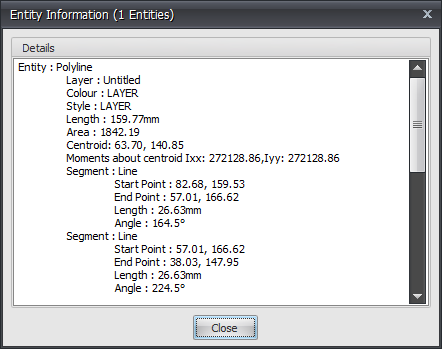 Entity Info dialog box example
