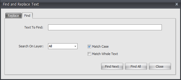 Find text window