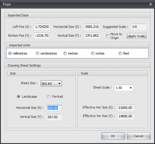 Import dialog box