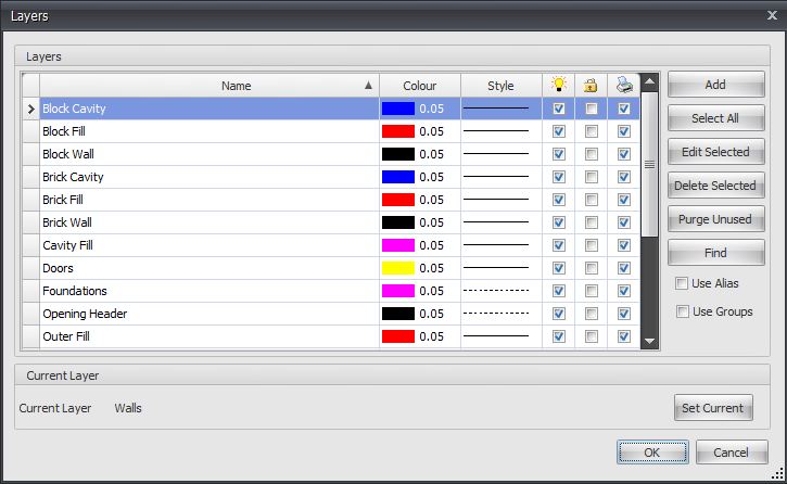 Layers dialog box