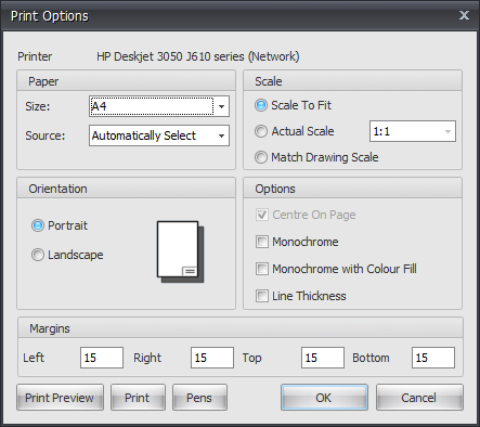 Printer Settings dialog box