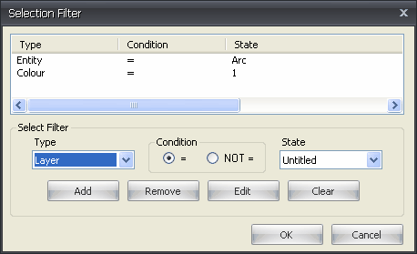 Selection Filter dialog box