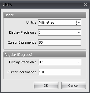 units dialog box