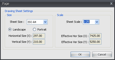 page settings dialog box